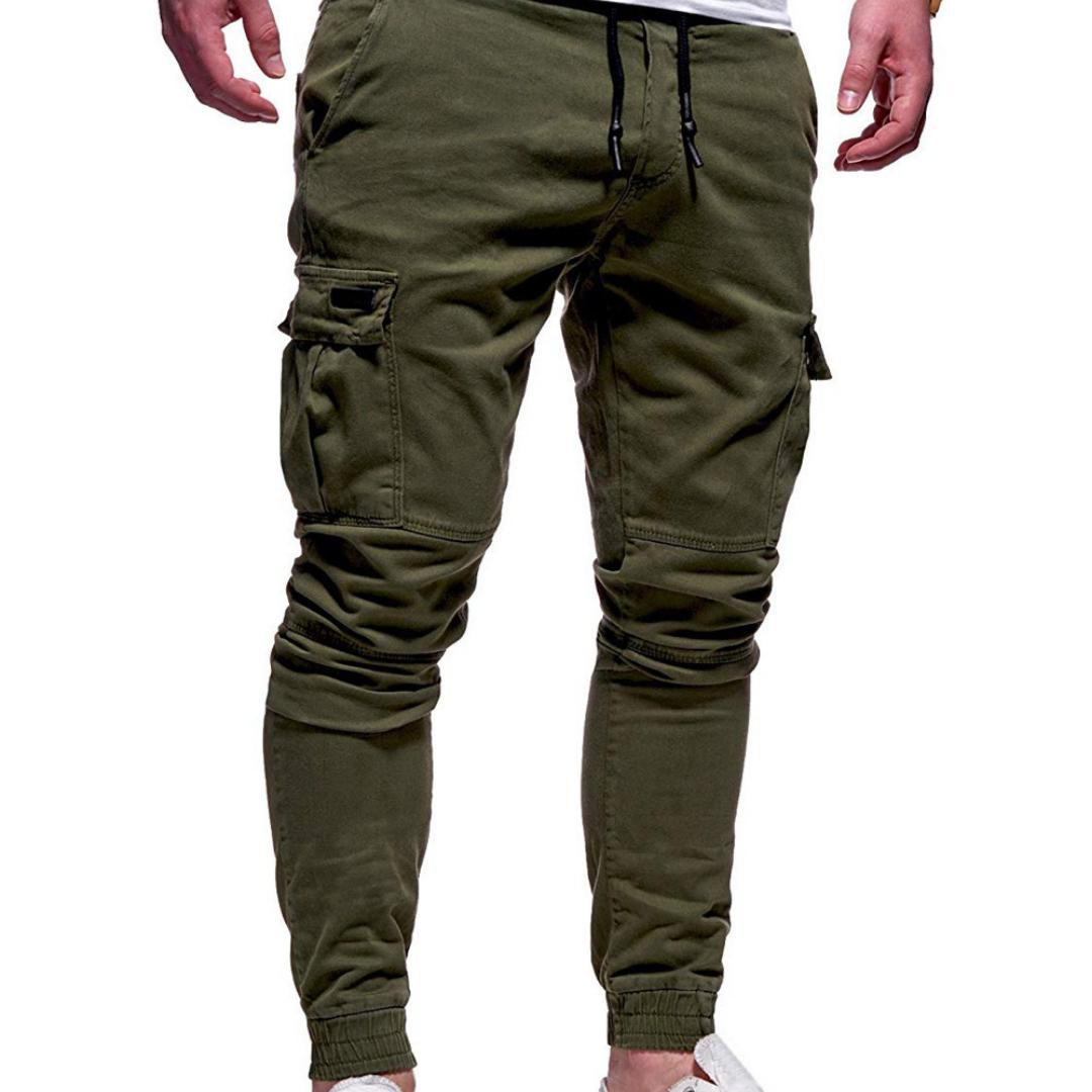 

Мужские повседневные брюки, модная классическая рабочая одежда, трехмерные накладные карманы, эластичные повседневные рабочие брюки с завязками на веревке, мужские M армия зеленый