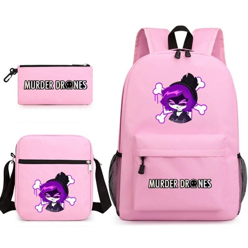 Murder Drones Themed 3-Piece School Set: Backpack Shoulder Bag Pencil Case Teens