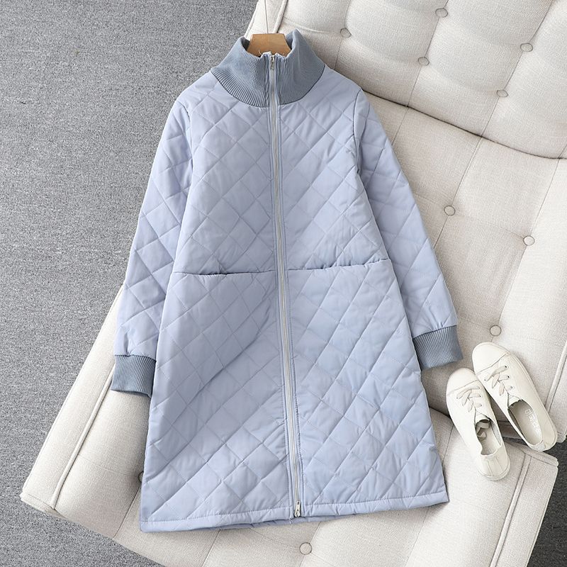 

Зимняя легкая пуховая хлопковая куртка утолщенная для сохранения тепла средней длины свободная ромбовидная хлопковая куртка XXL [145-80 kg] синий