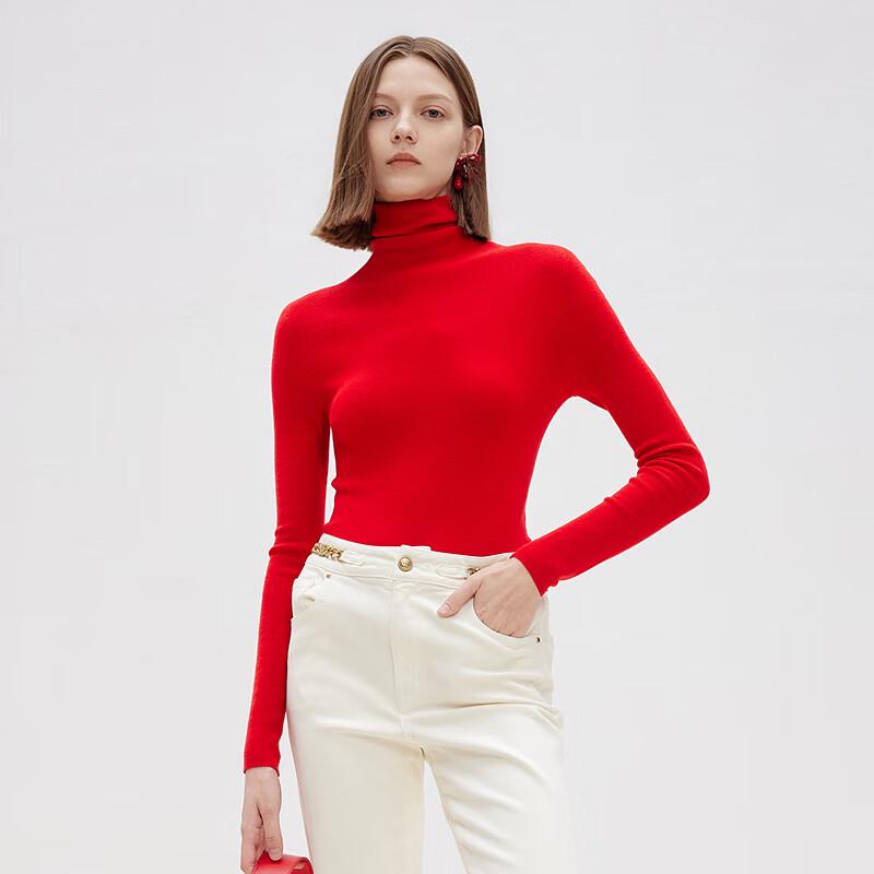 LANCY Pure Wool High-Neck Knit Sweater