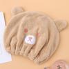 2pc Cartoon Bear Children's Dry Hair Cap Soft Absorbent Girls' Coral Fleece Shower Cap Elastic Band Dry Hair Towel Baby Care