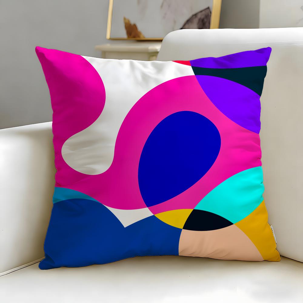 Art Theme Abstract Curve Colors Cushion Cover Soft  EasyWash Pillow Case  Versatile for Couch Bed Travel and Office