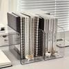 1pc Plastic Book Stand Organizer with Multiple Compartments - Clear Desktop File Holder for Office, Home, Bookshelf Decorations
