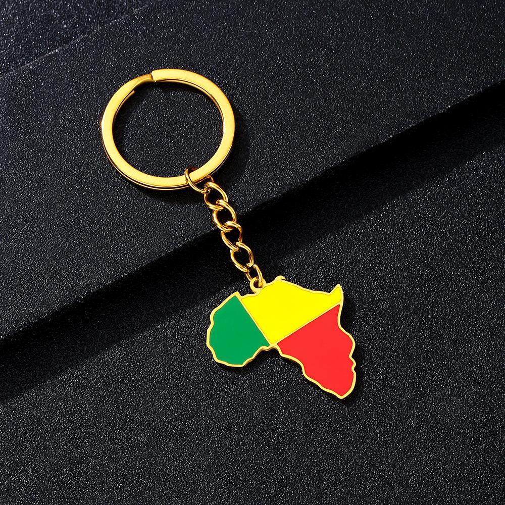 Portachiavi Premium in Acciaio Inossidabile con Ciondolo Mappa Bandiera Africa Ghana Nigeria Capo Verde Congo Uganda Regalo per Appassionati di Viaggi