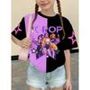 Kpop Cartoon Graphic Girls T-Shirt Casual Round-Neck T-Shirt Suitable for Girls Kids Gift Short Sleeve Tops Children's Clothing