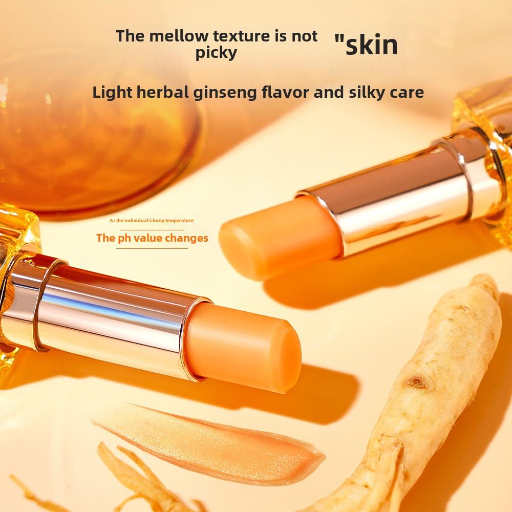 Nawilżający balsam do ust z esencją żeń-szenia zmieniający kolor, nawilżająca pomadka jedwabiście gładka dla kobiet