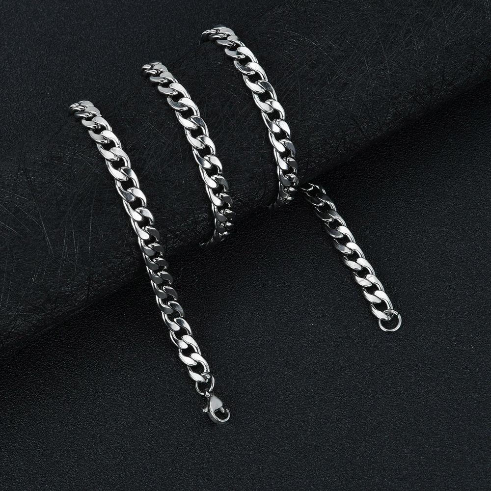 Free Shipping Necklace Chain Curb Only Stainless Steel Mens Womens 60cm 50cm Thicker 7mm 5mm Accessories Silver Color Street Hip-hop Dance Style Use