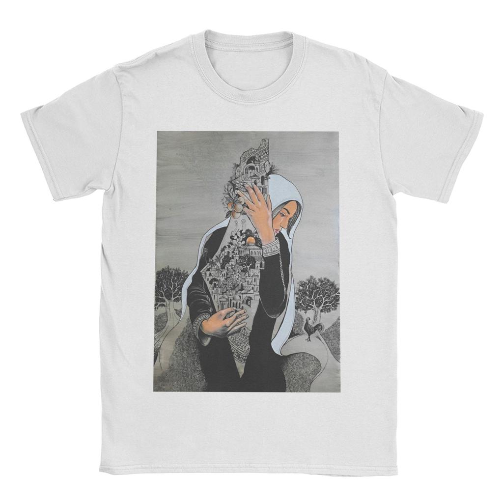 Palestined Woman Keffiye T Shirt Beach Fashion T Shirts Men Pure Cotton O Neck Oversize Tees Short Sleeve Y2K Basic Tshirt