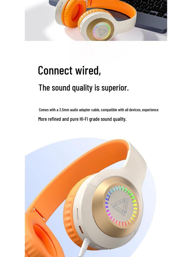 Bluetooth LED Headband Stereo Gaming Headphones