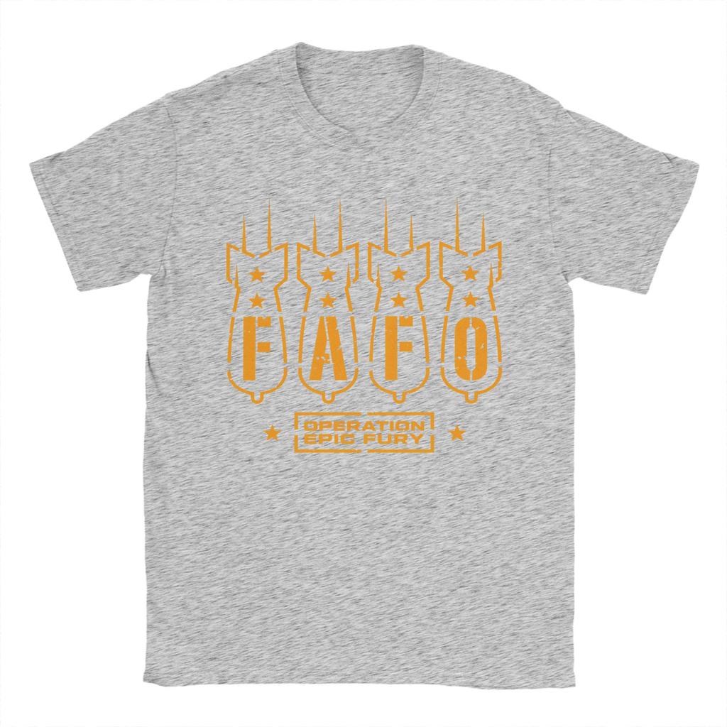 Mens FAFO Operation Epic Fury T Shirts  Cotton Top Tees Summer Y2K Basic ShortSleeve T Shirt O Neck Hip Hop Casual Tee Shirt