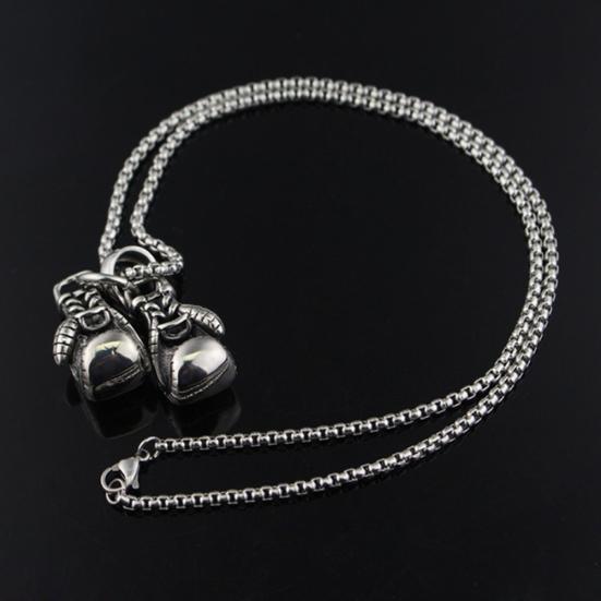 Modische Herren Boxhandschuh Anhänger Kette Halskette Fitness Sport Schmuck Geschenk