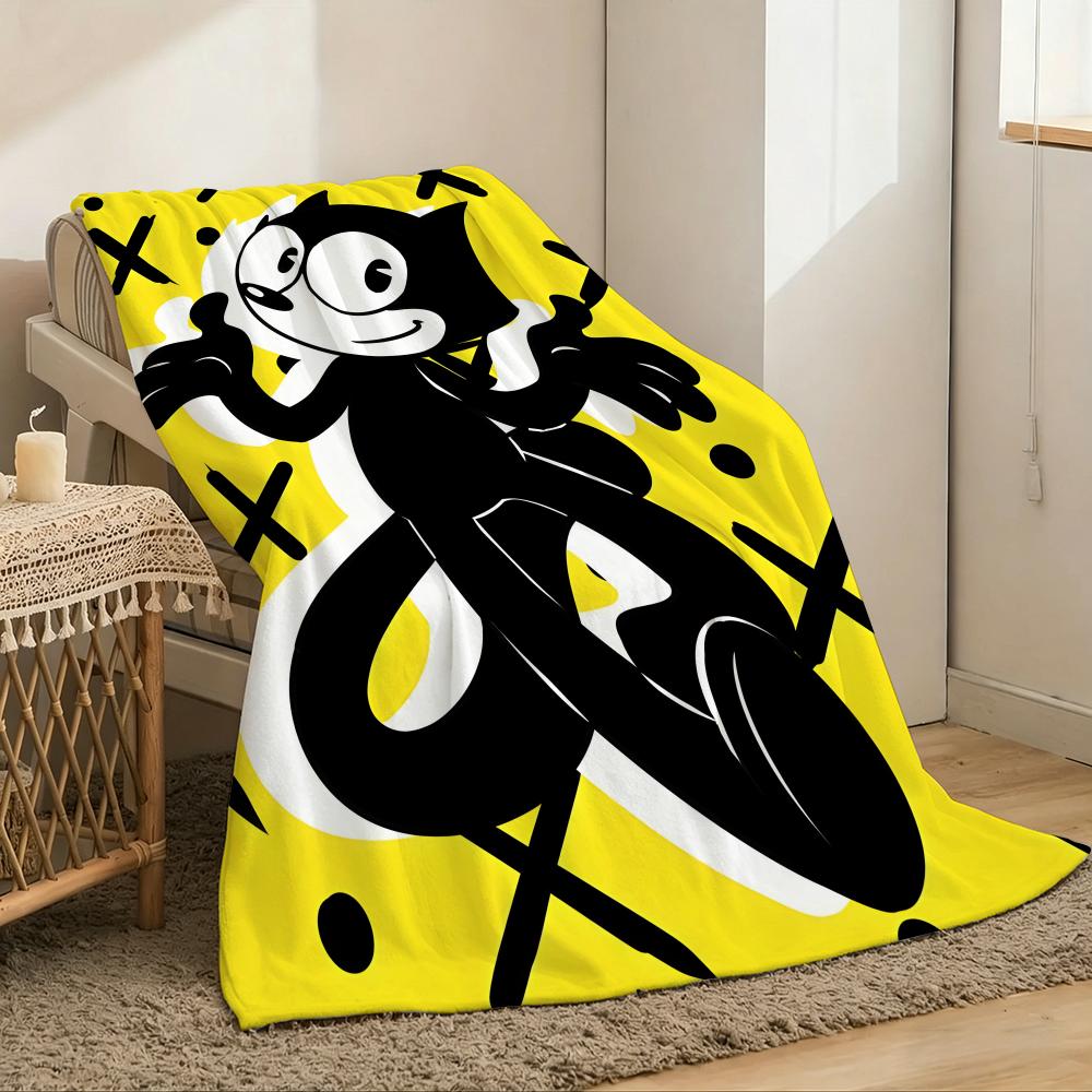 F-Felixs The Cat Throw Lightweight 240G Flannel Blanket Soft Skin-Friendly For Summer Cooling