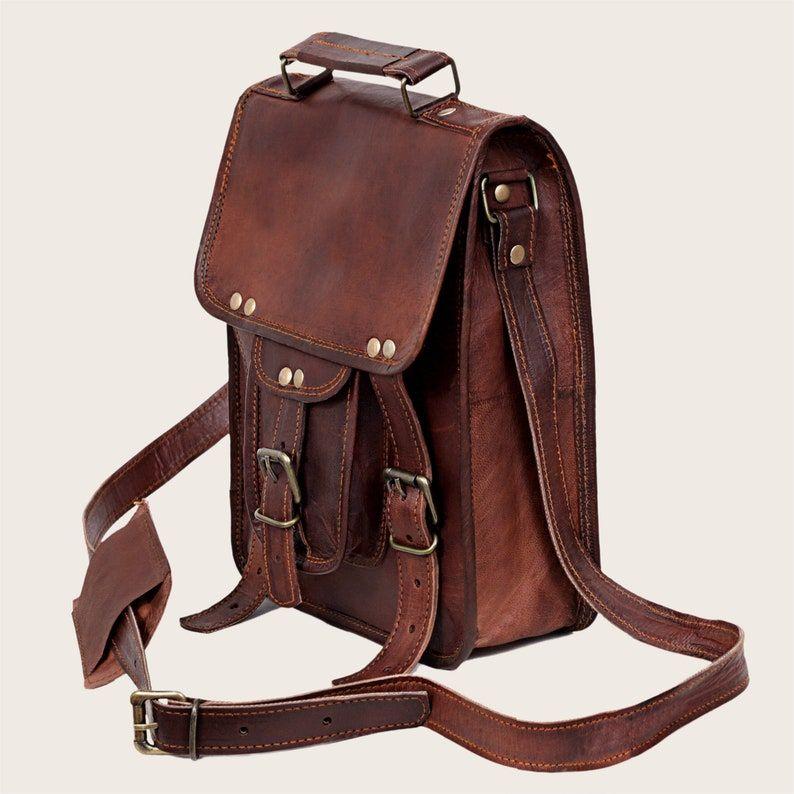 Leather Messenger Bag Men Women Shoulder Bag Cross Body College Bag for Women & Men Satchel Purse Compatible with iPad and Tablet Gift Bag