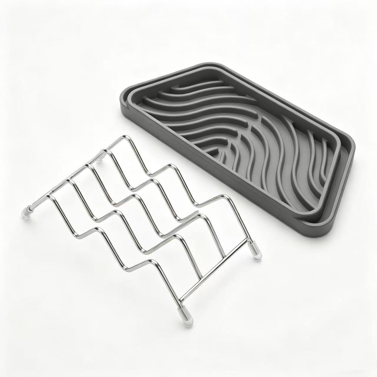 

Stainless Steel Soap Rack Drainage Soap Tray Multifunctional Bathroom Storage Rack Bathroom Draining Box Simple Soap Storage Box серый
