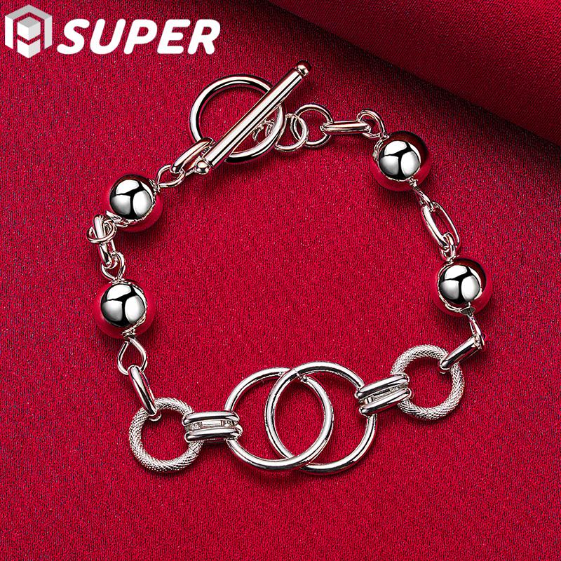 Cavigliera Regolabile In Argento 925 Con Perline A Sfera E Zirconi | Per Donne E Ragazze | Lunghezza 23+4 Cm