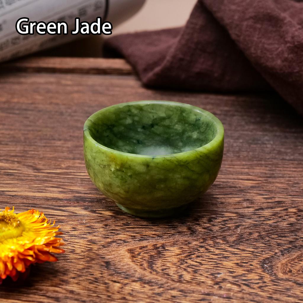 1pc Natural crystal original stone jade tea cup Kung fu cup white jade Xiuyan jade wine cup tea set Lantian jade cup amethyst