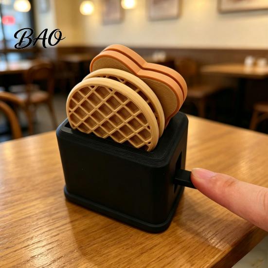 Catapult Toaster Toy Stress Relief Toy, with Bread & Waffle Mini Accessories, 3D Printed Food Ejector Toaster, Decompression Gadget
