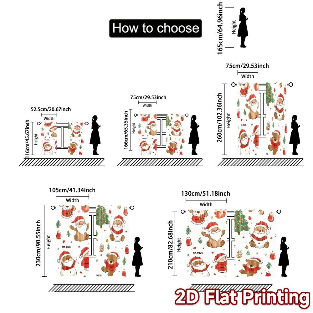 2pcs  Curtains Cute Christmas Snowman Teddy Bear (3) Modern Curtain Fabric Yarn Curtains Holiday for Bedroom   Living Room   Office