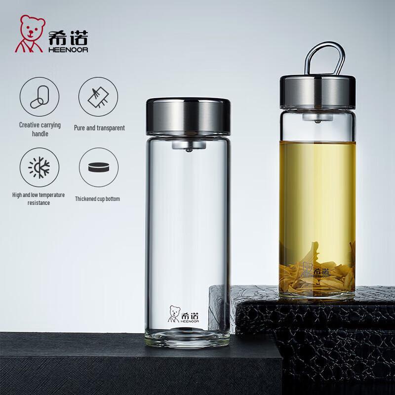 XINUO Portable Heat-Resistant Glass Water Bottle
