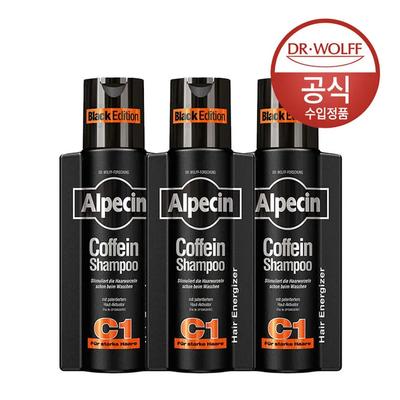 Alpecin Cafeïne Shampoo C1 Black Edition (Versterk Haar en Hoofdhuid) 250ml x3