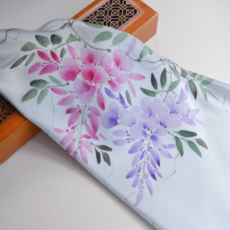 

Crepe Satin Hand-Painted Chinese Painting Ink Painting Florals Handkerchief Silk Graduation Gift Foreign Teacher National Style Chinese Ancient Style