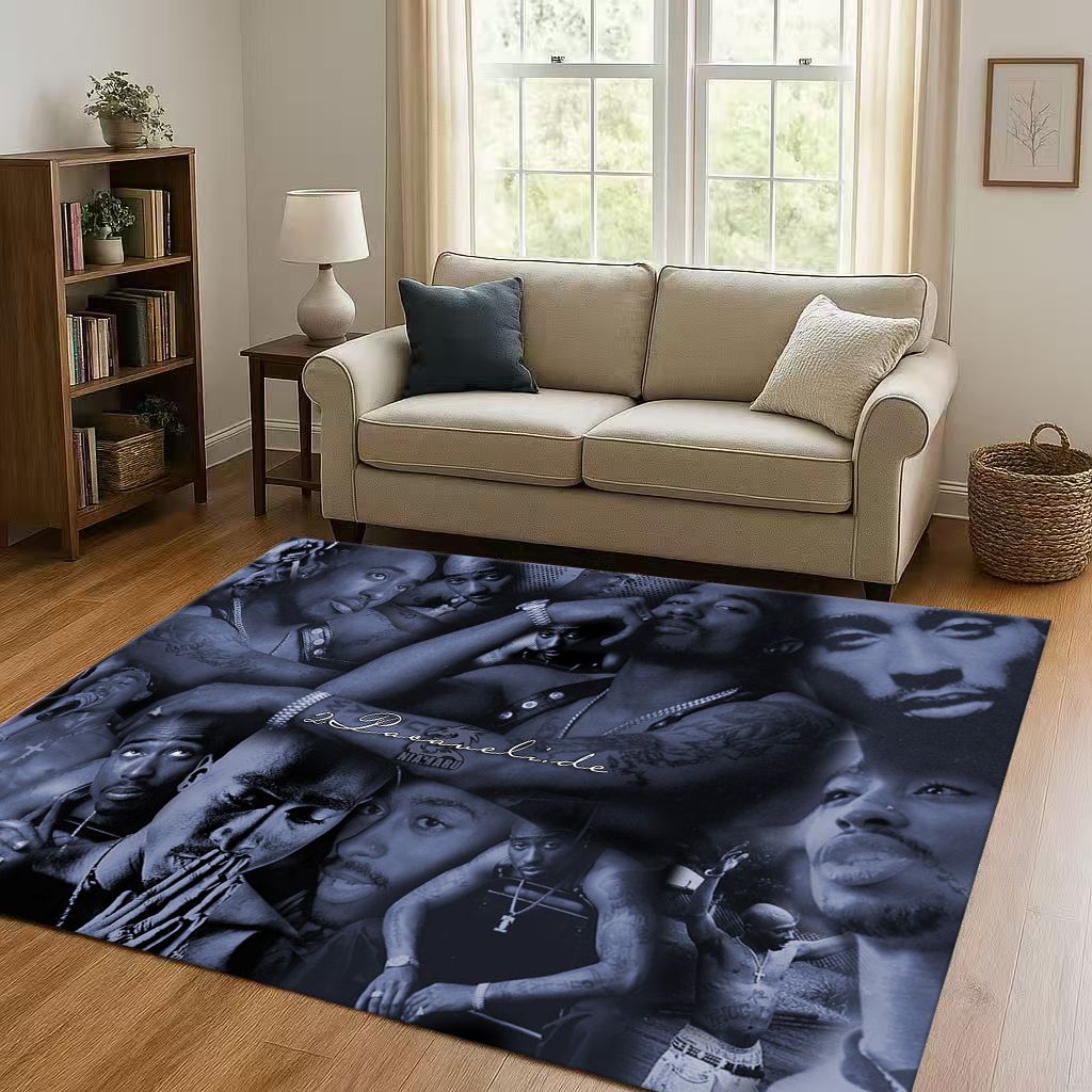 3D Klasický Rap Tupac 2pac Hip-Hop Hudba Rapper Obývací pokoj Protiskluzový Koberec pro Ložnici Hernu Pohovku, Domácí Dekorace Rohožka