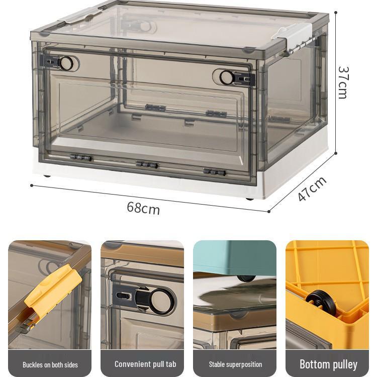 Large Outdoor Portable Transparent Foldable Storage Box for Clothes, Toys, Snacks, Books - Dustproof and Ideal for Home Use.