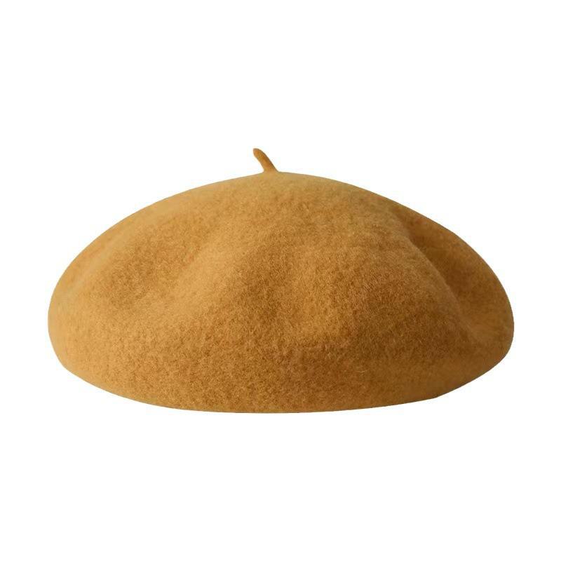 High-Quality Australian Wool Beret: Anti-Pilling, Korean Style, Solid Color, Retro Painter Hat for Girls