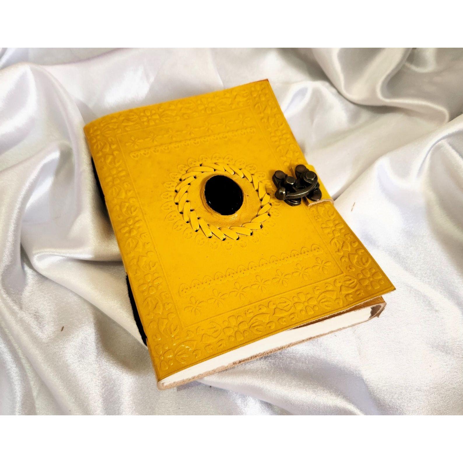 

Leather Journal, Embossed with stone Notebook, Wedding Gift, Writing Journal, Sketchbook, Dream Journal, Leather Dairy, Gift. 7 x 5 in