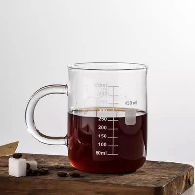 YWDL New Caffeine Beaker Mug Graduated Beaker Mug with Handle  Borosilicate Glass  Cup                                    Cup