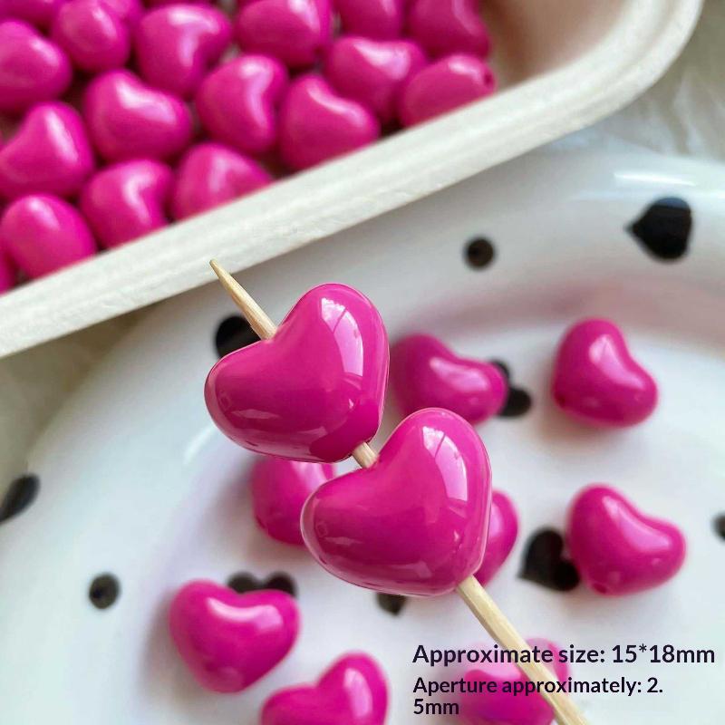 10Pcs Colorful Acrylic Love Heart Shape Bead Loose Spacer Beads For Diy Bracelet Necklace Jewelry Making Accessories