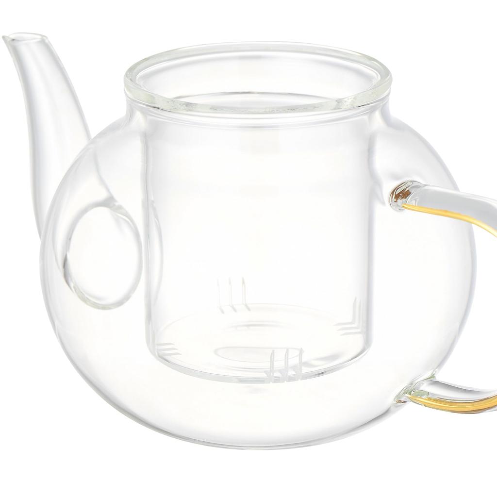 Francfranc Clear Glass Teapot, Gold