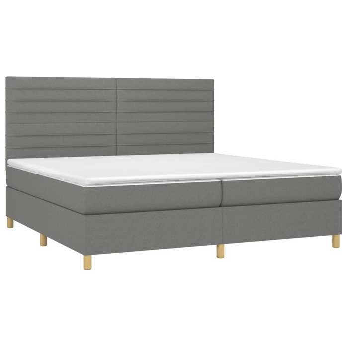 VidaXL Slat Bed Base with Mattress and LED, Upholstered Bed with Headboard, Double Bed, Adult Bedroom Bed, 3135542