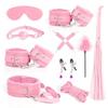 BDSM Bondage Bundle Set Leather Plush Blindfold Handcuffs Whip Nipple Clip Adult Sex Toys Women Erotic Restraint Game Kit