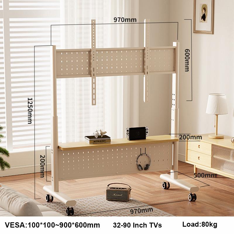 BEISHI Rolling TV Stand for 32-90inch TV, Portable TV Stand with Wheels Holds Up To 176 LBS Height Adjustable Mobile TV Cart