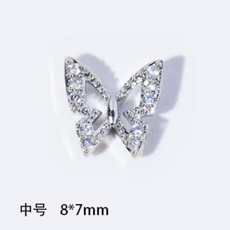 Butterfly Manicure Jewelry Japanese Zircon Nail Decoration Net Red Popular Fingertip Butterfly Metal New Decoration 1PS