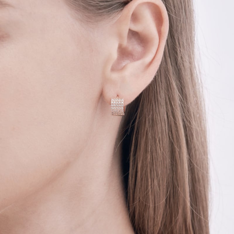 ELLE Jewelry 14K Volume Cubic One-Touch Earrings (Gold Filled) ELGPEE505