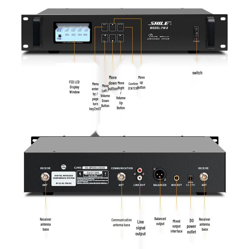 SHILE YW-6 1-to-10 Professional Wireless Gooseneck Conference Microphone System (CN Version)