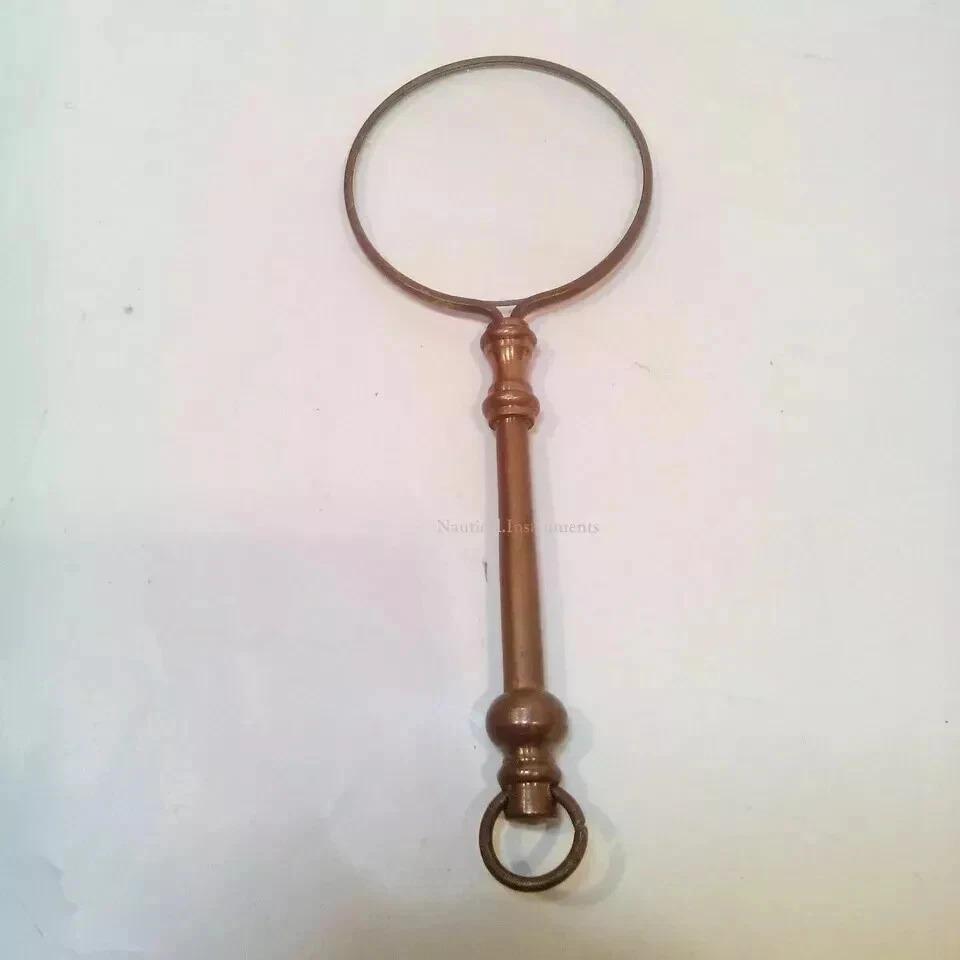 

Nautical Magnifying Glass Vintage Brass Antique Handle Magnifier for Mens gift коричневий