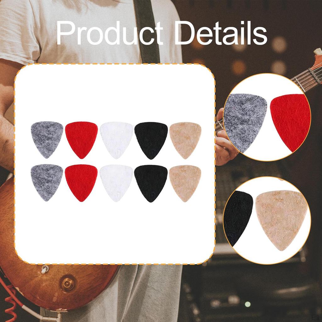 10x Ukulele Picks for Guitar Bass Professional Portable Plectrums 1-1/5 x 1 inch 5 Colors Daily Use