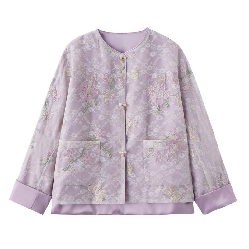 2025 Spring/Autumn Women's Retro Embroidered Jacquard Short Jacket