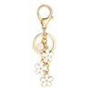 Initial Keychain White/Pink Flower Charms for Key Cute Letter Keyring for Handbag Backpack Key Ring Accessories