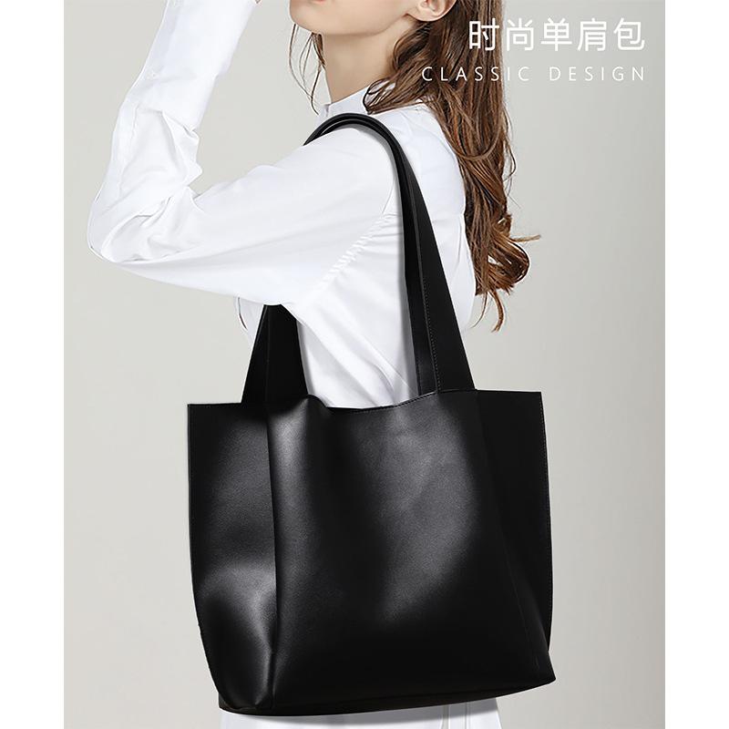 Large-capacity soft leather bag women's autumn simple and versatile shoulder bag style high-end texture tote bag shopping bag