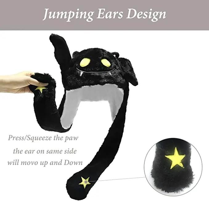Funny Jumping Ear Hat Winter Plush Hat Christmas Ghost Earflaps Movable Ears Hat With Air Bags Hat Cosplay Xmas Gift For Friend