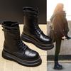 New medium tube Martin boots British style platform short boots, small man height increase and velvet in autumn and winter
