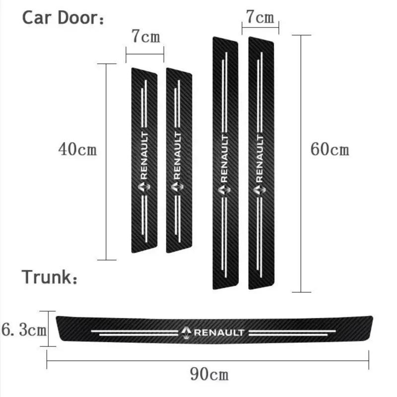 For Renault Megane 2 3 4 Twingo Clio Talisman Captur B Sandero 5Pcs Leather Car Door Decals Carbon Fiber Threshold Anti Scratch