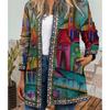 GMXIA Autumn and Winter Vintage Ethnic Style Printed Long Sleeve Hoodie Outside Cardigan Coat for Women