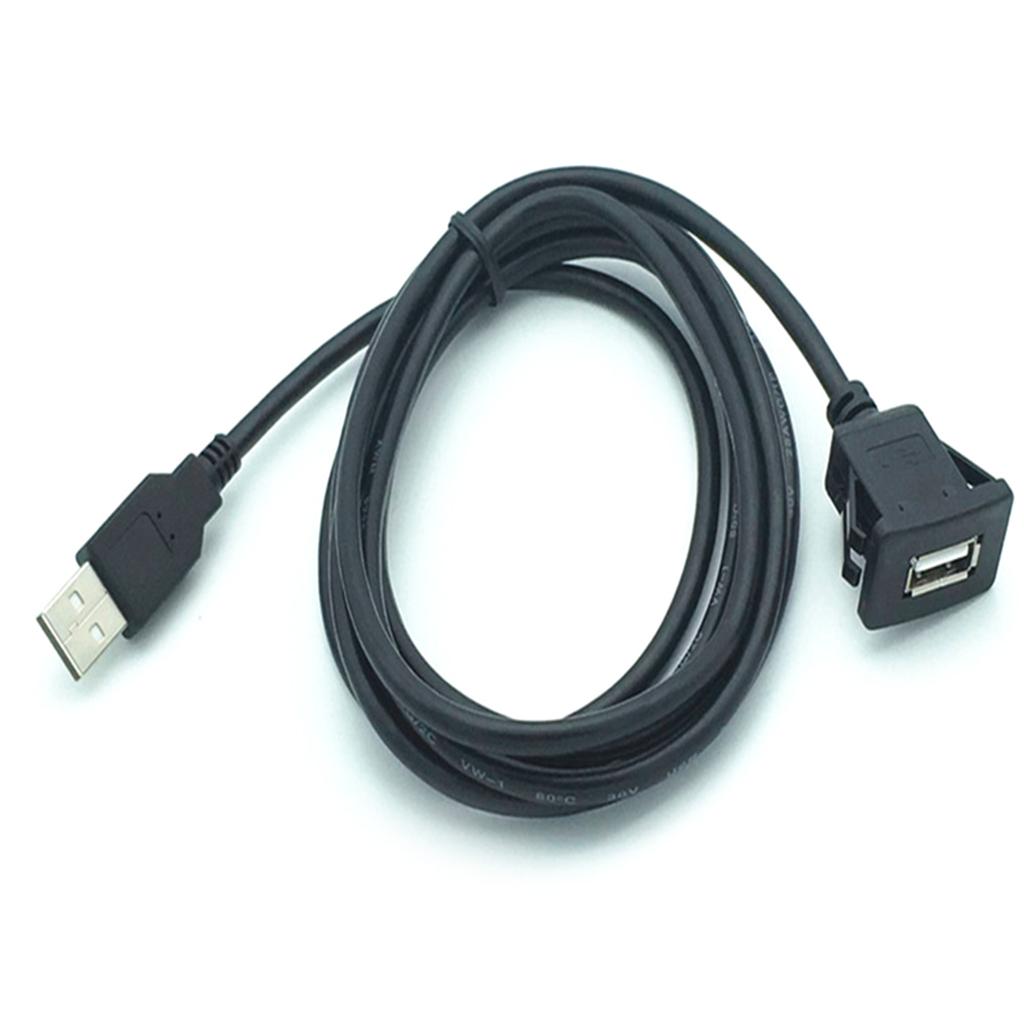 Flush Mount SUV Car Dashboard USB Port Audio Line Extention Cable Male To Female