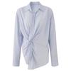 Commuting acetate twisted blue shirt for women's tourism vacation French long sleeved shirt