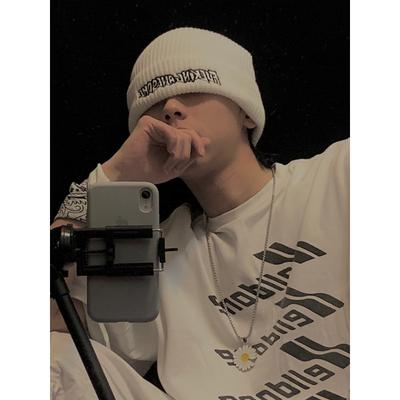 Korean Ins Super Hot Knitted Hat Men Autumn and Winter Retro Embroidery Cold Hat Spring and Autumn Hip Hop Trendy Woolen Hat Women